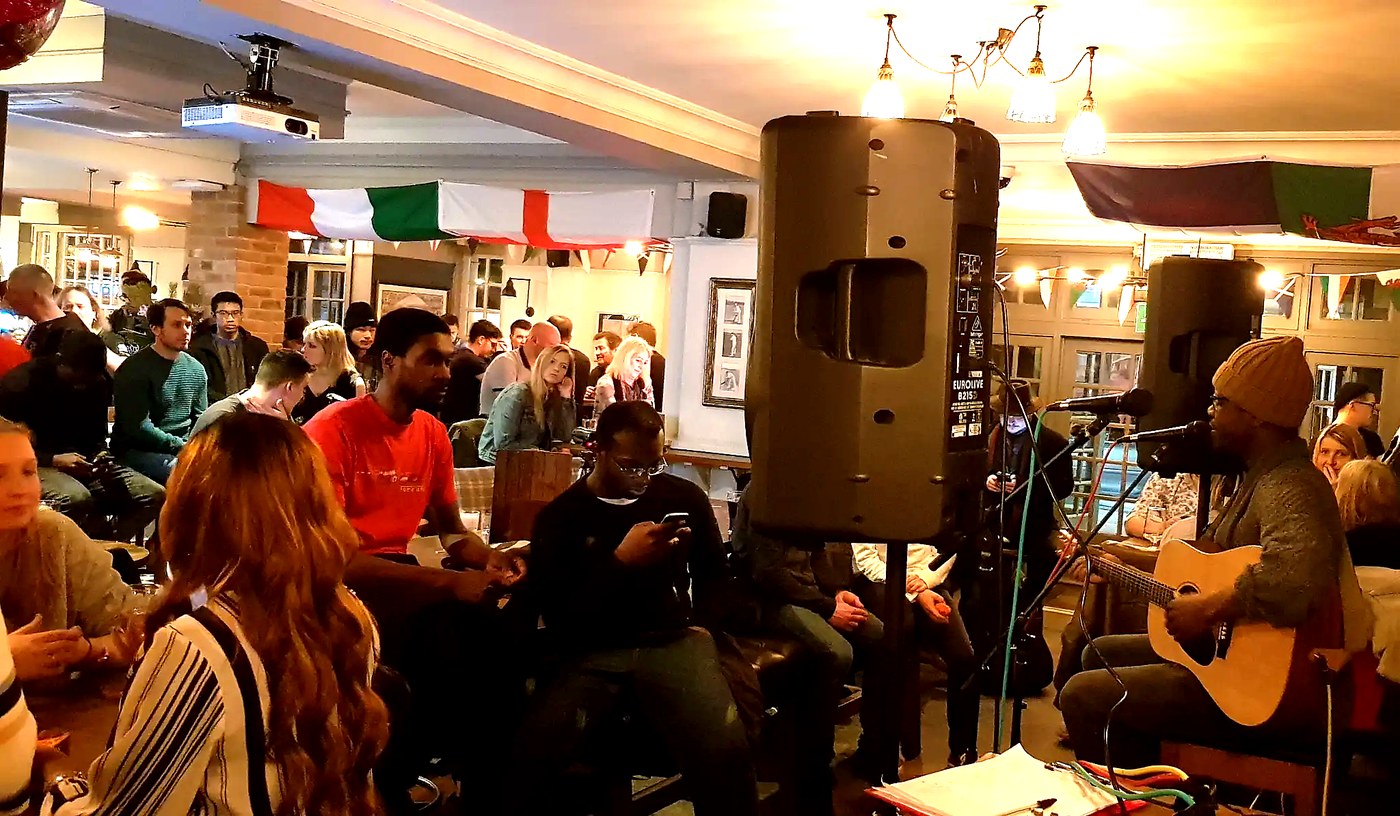 A busy pub during a live music event